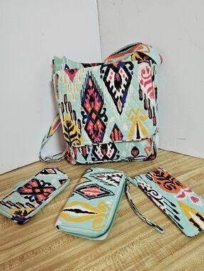 Vera Bradley Pueblo Mini Hipster Crossbody Bag Wallet Eye Case Coin Purse Set